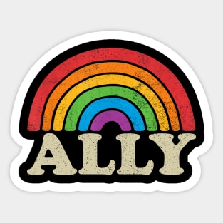 Ally - Retro Rainbow Flag Vintage-Style Sticker